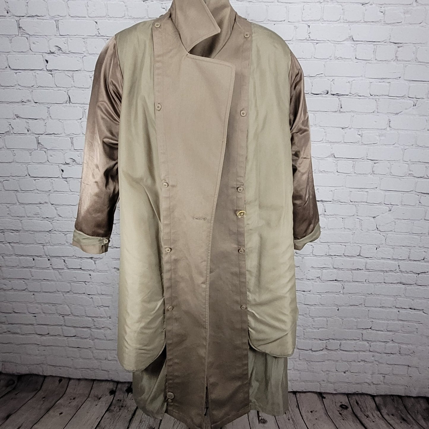 Saxton Hall Brown Thermo Lite Lined Belted Double Breasted Trench Coat Size 10