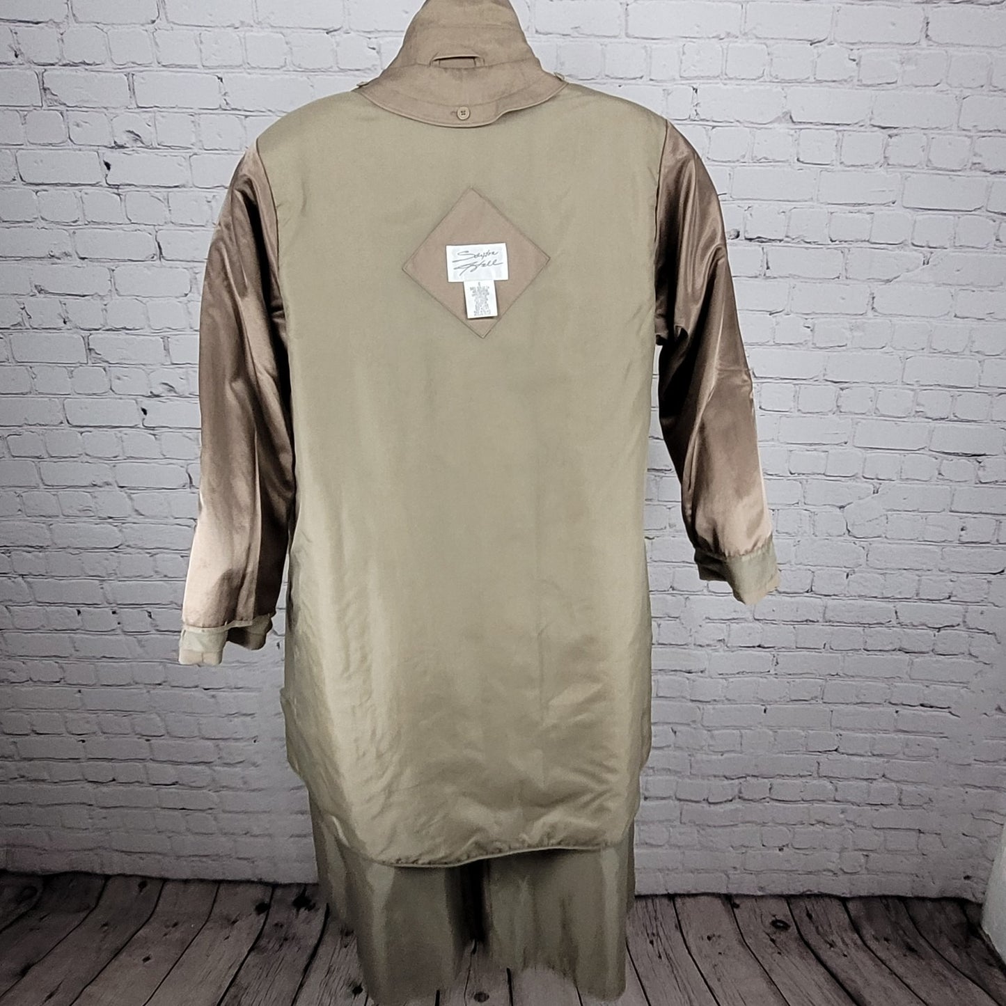 Saxton Hall Brown Thermo Lite Lined Belted Double Breasted Trench Coat Size 10