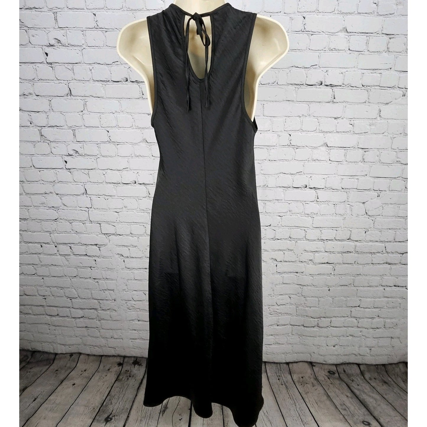 House Of Harlow 1960 Black Satin Tie Back Sleeveless Unlined Maxi Dress Large L