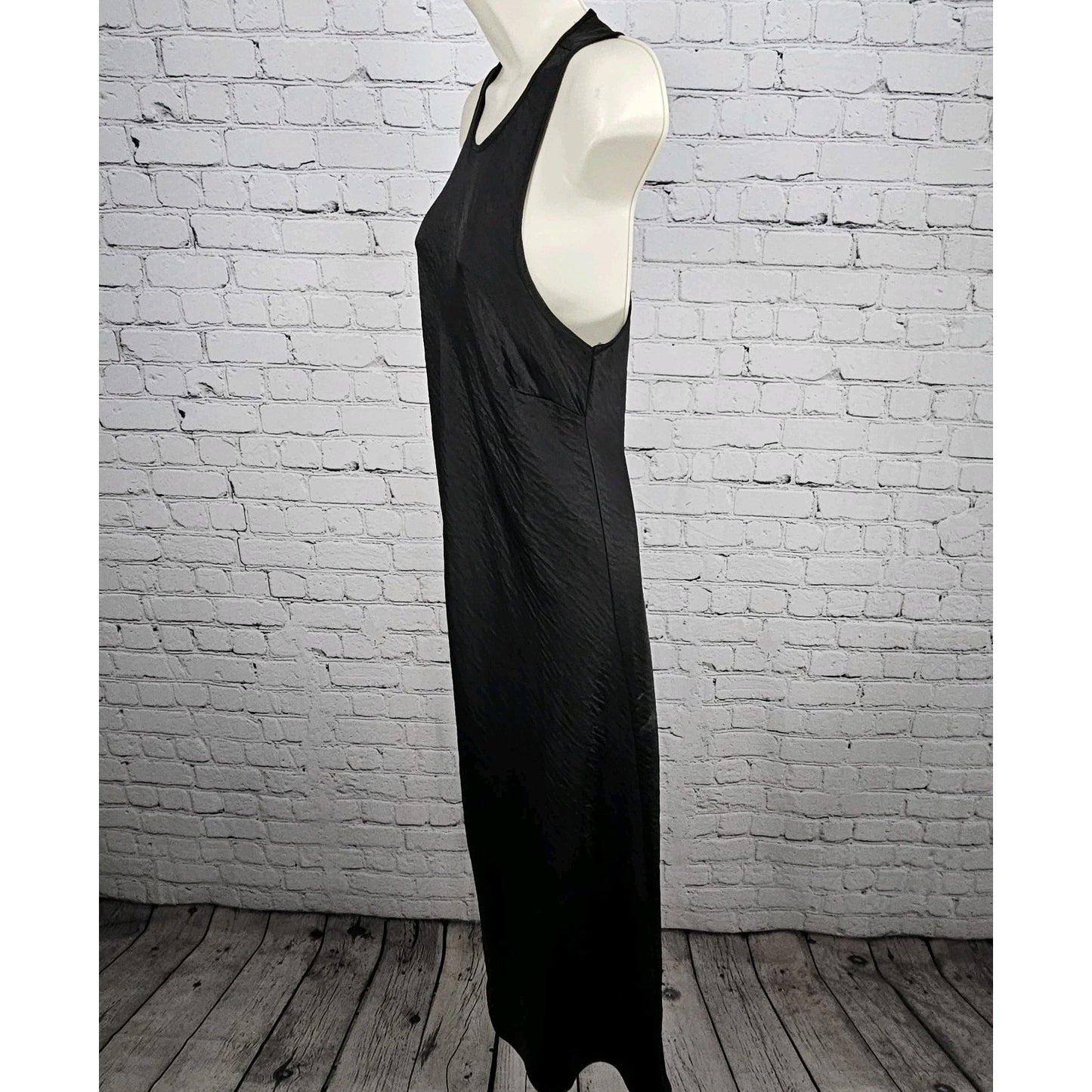 House Of Harlow 1960 Black Satin Tie Back Sleeveless Unlined Maxi Dress Large L