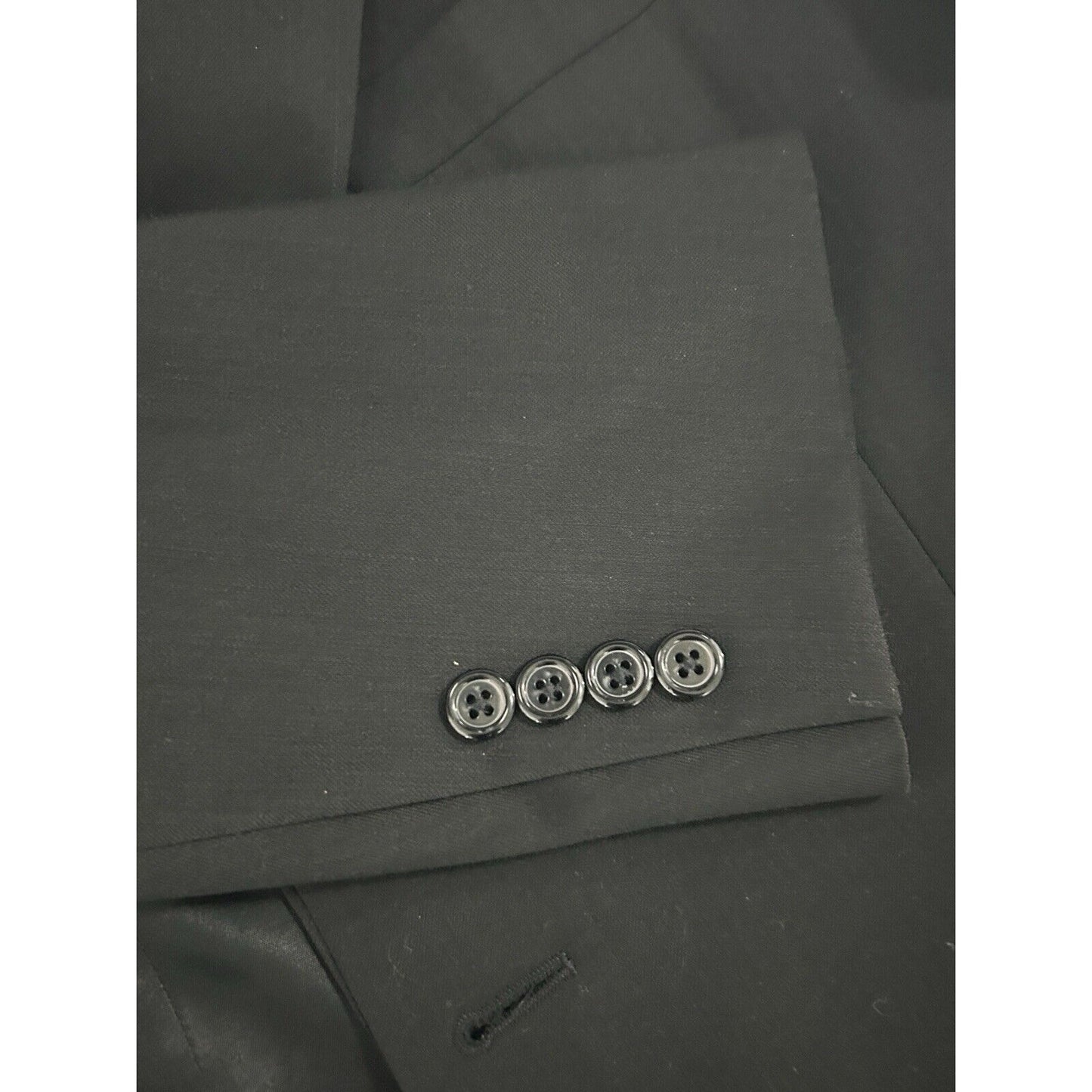 Jos A Bank Solid Black Wool 2 Button Single Vent Sport Coat Blazer Size 40R