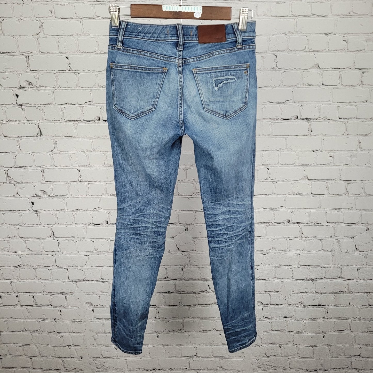 Madewell Blue Denim Skinny Skinny Distressed Ripped Low Rise Jeans 25 (25x28)