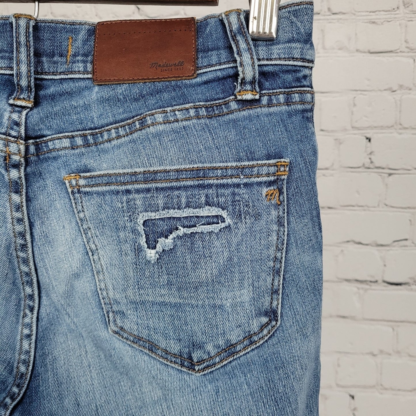 Madewell Blue Denim Skinny Skinny Distressed Ripped Low Rise Jeans 25 (25x28)