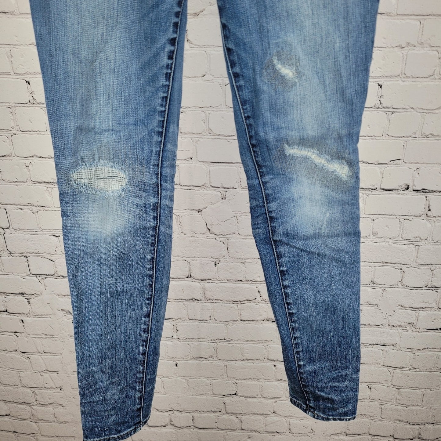 Madewell Blue Denim Skinny Skinny Distressed Ripped Low Rise Jeans 25 (25x28)