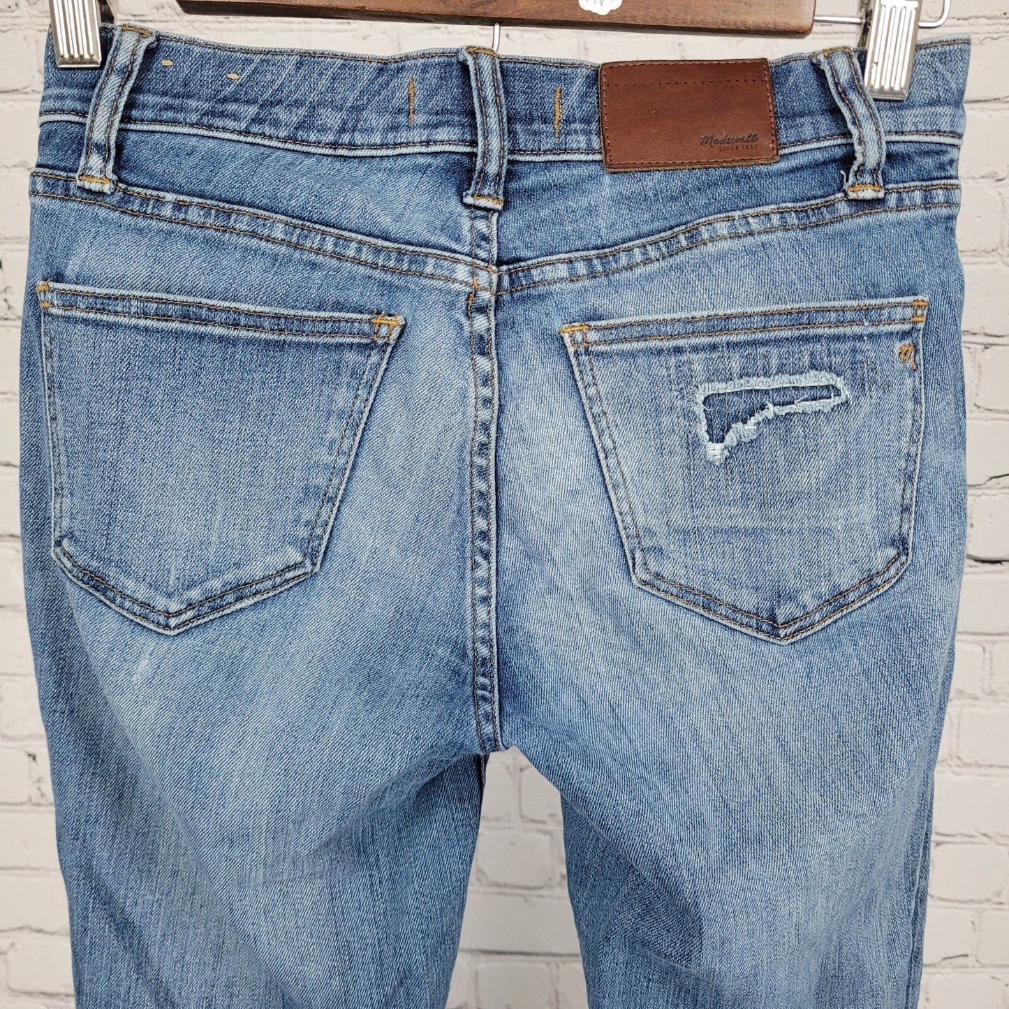 Madewell Blue Denim Skinny Skinny Distressed Ripped Low Rise Jeans 25 (25x28)