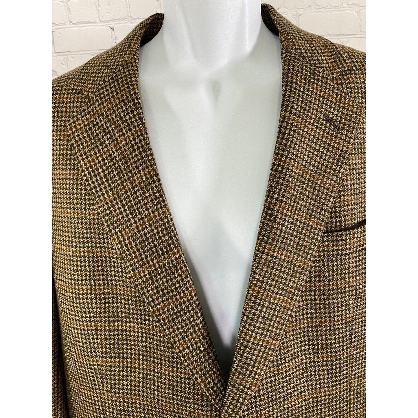 Jos A Bank 100% Wool Multicolor Houndstooth Plaid 2 Button Blazer Jacket 41R