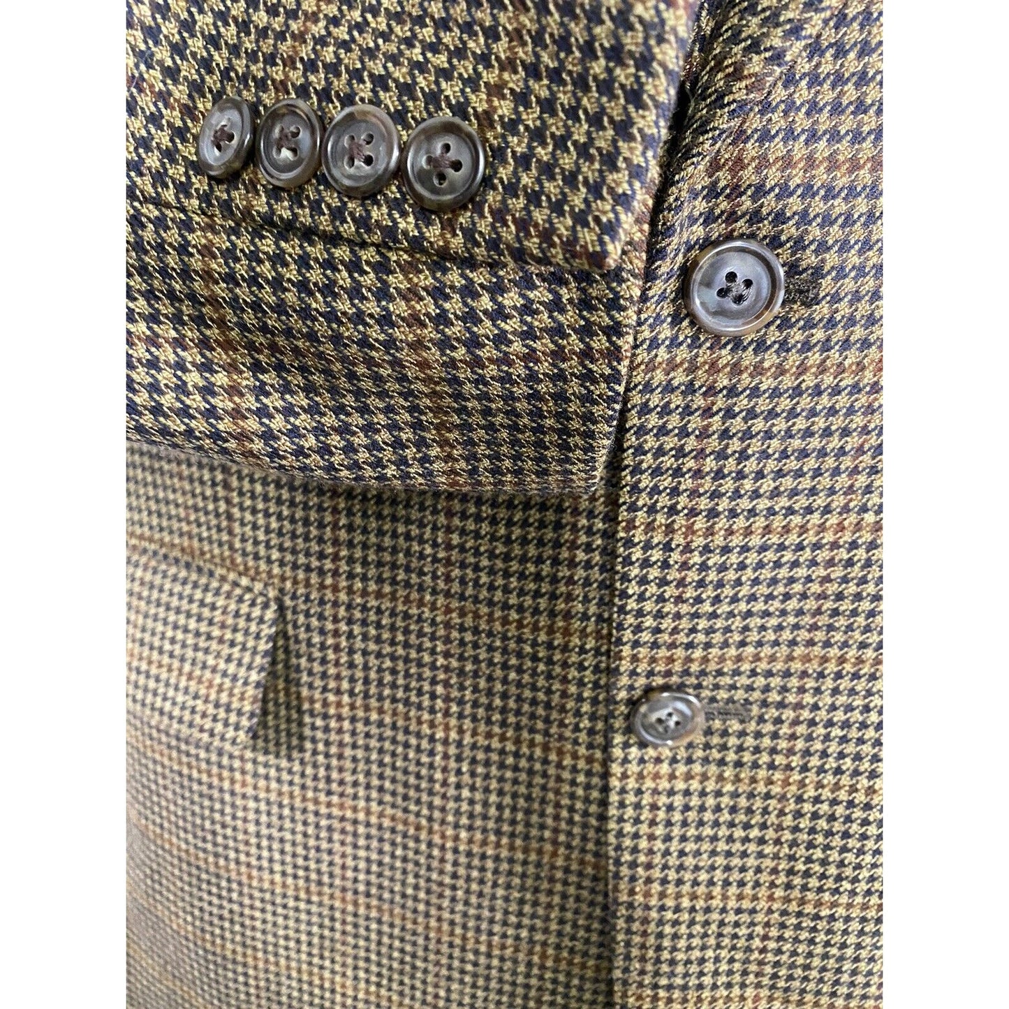 Jos A Bank 100% Wool Multicolor Houndstooth Plaid 2 Button Blazer Jacket 41R