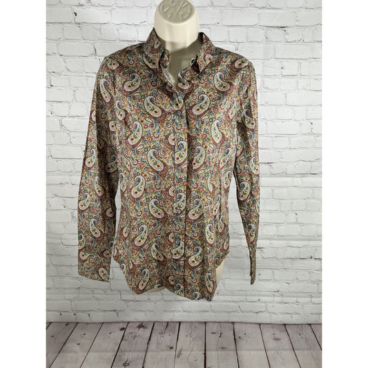 J. Crew Multicolored Paisley Collared Long Sleeve Button Up Women’s Top Size 4