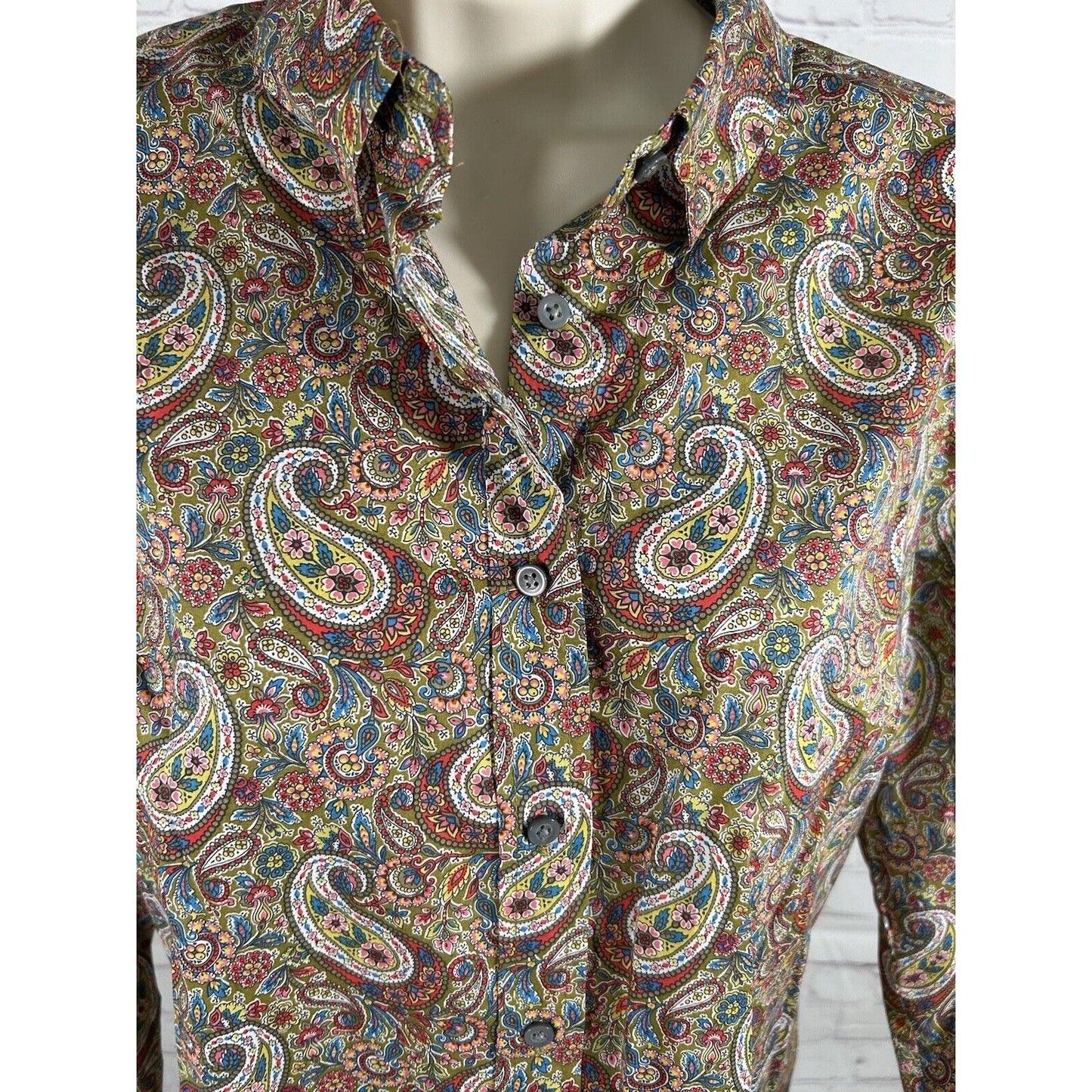 J. Crew Multicolored Paisley Collared Long Sleeve Button Up Women’s Top Size 4