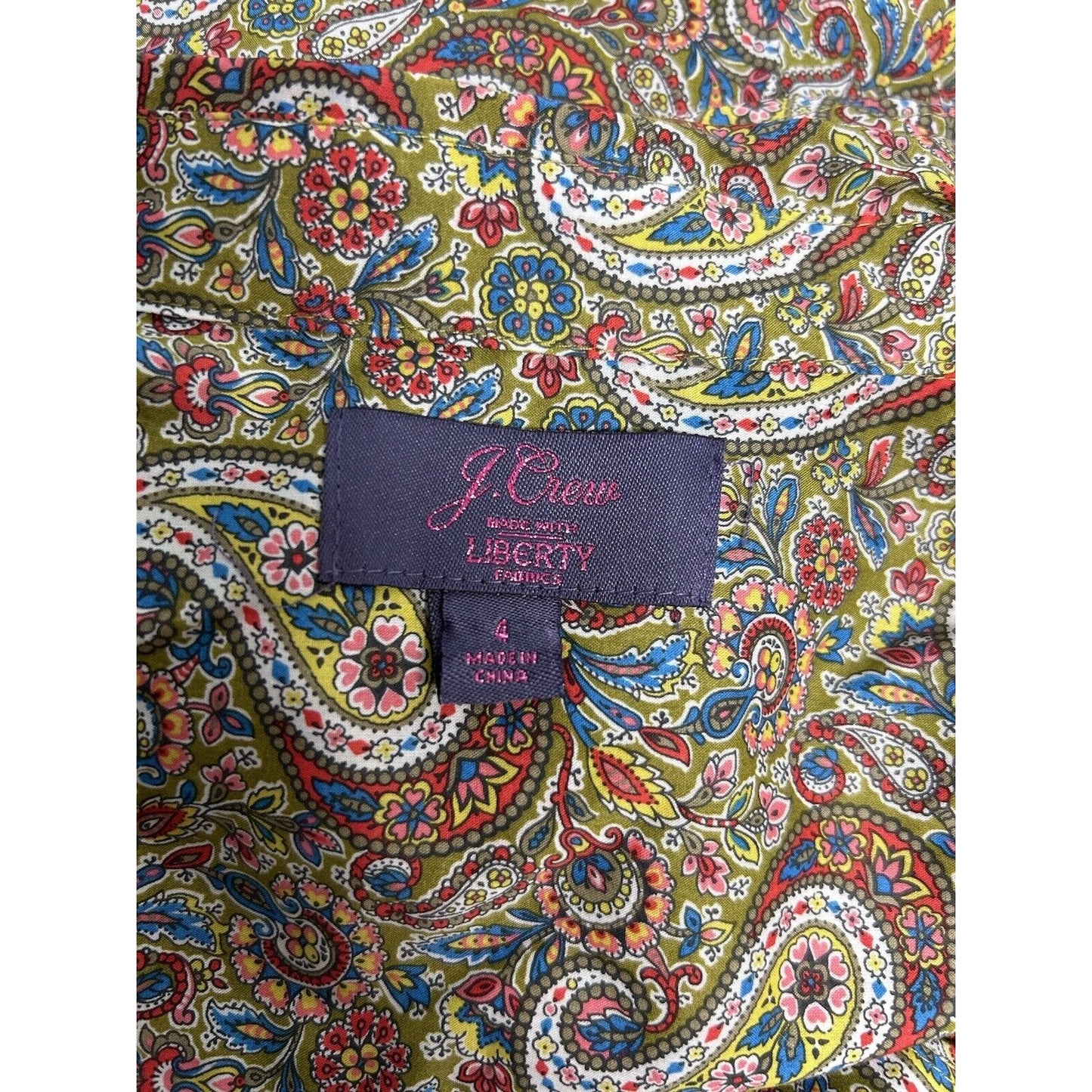 J. Crew Multicolored Paisley Collared Long Sleeve Button Up Women’s Top Size 4