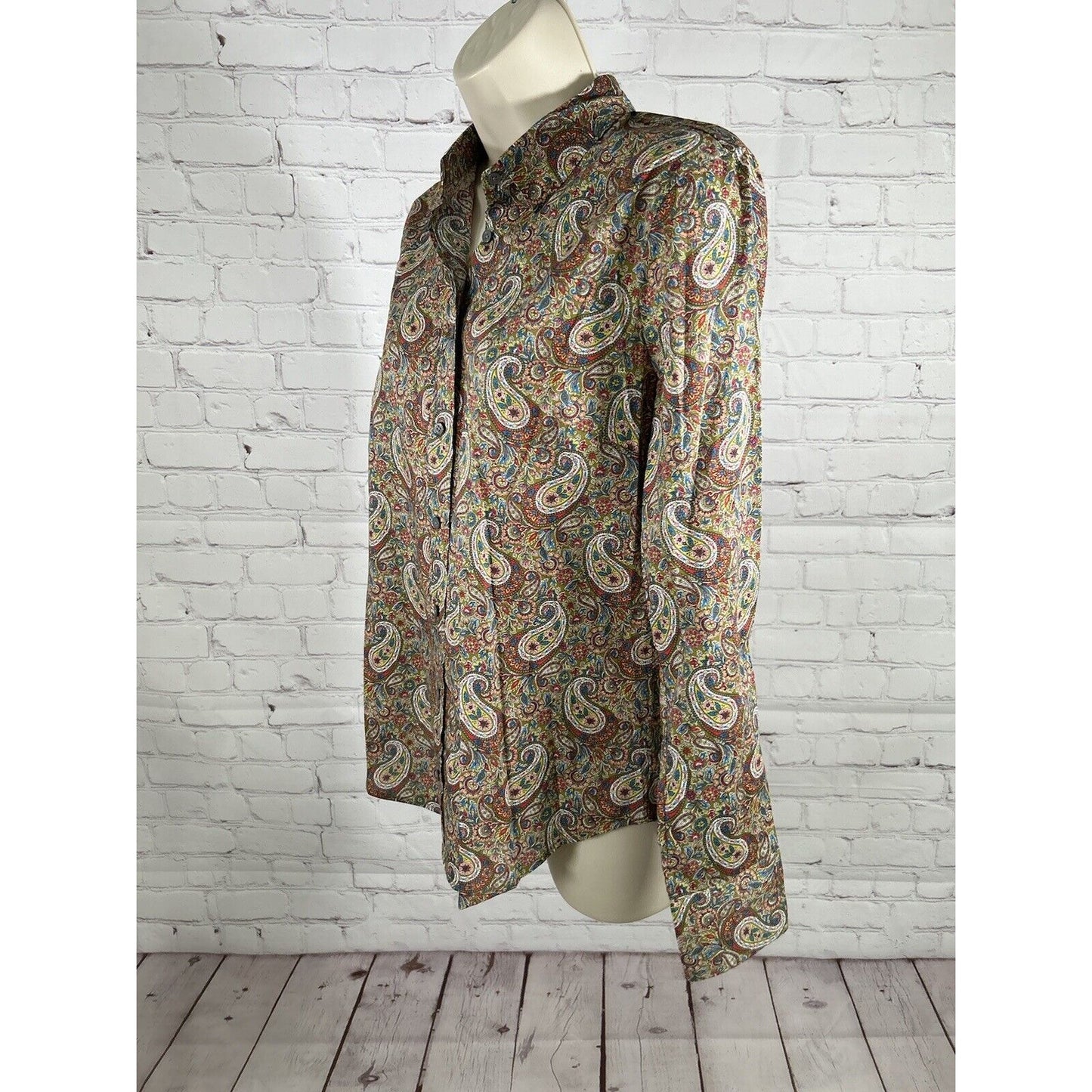 J. Crew Multicolored Paisley Collared Long Sleeve Button Up Women’s Top Size 4