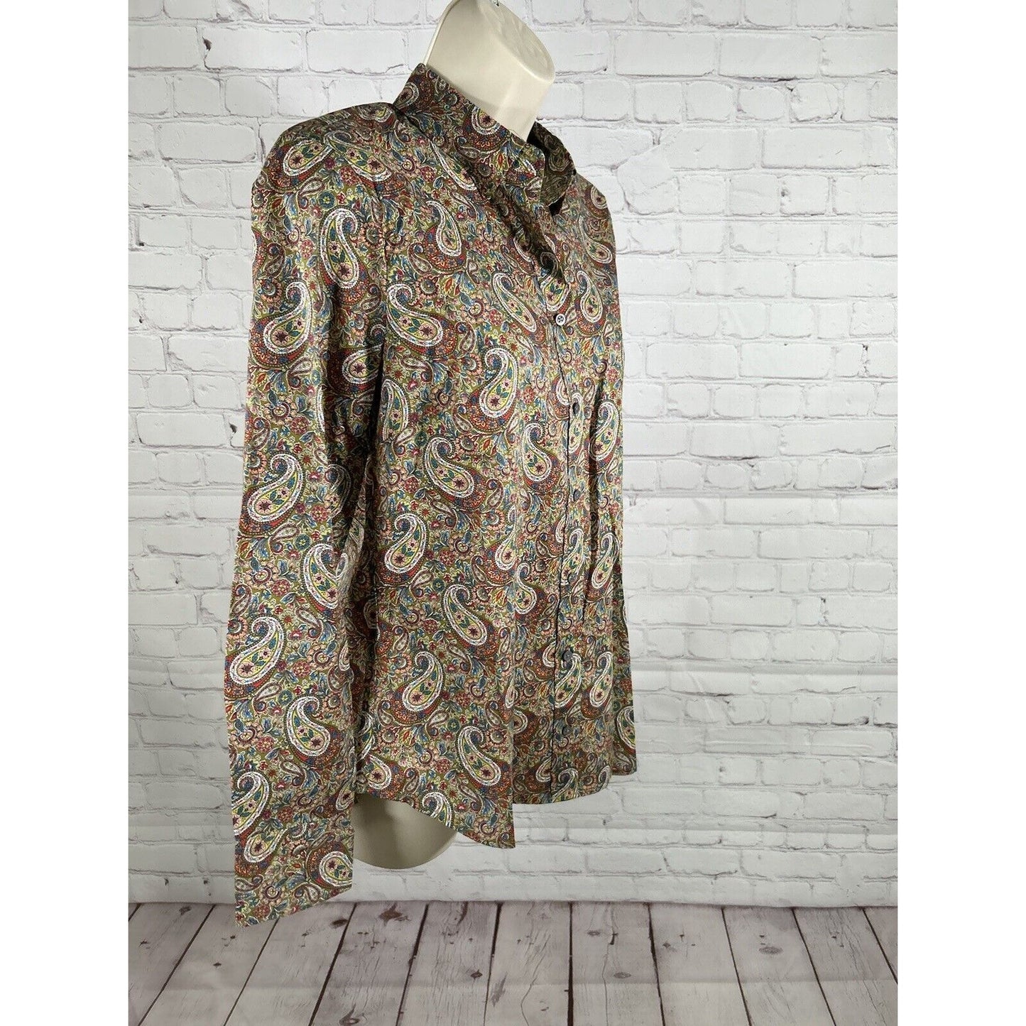 J. Crew Multicolored Paisley Collared Long Sleeve Button Up Women’s Top Size 4