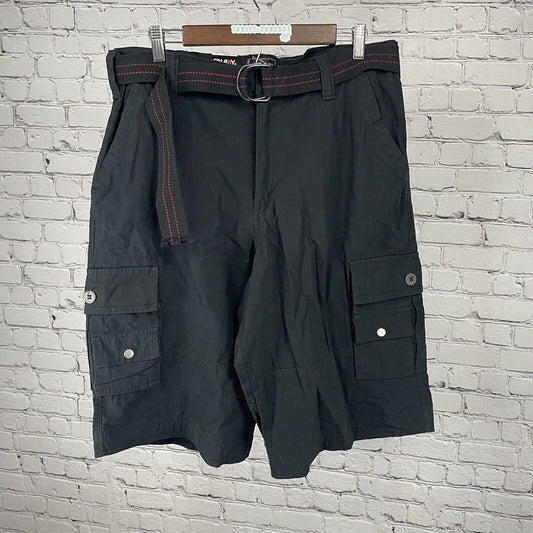 NWT Galaxy Black 5 Star Premium Cotton Cargo Pockets Belt Shorts Size 38 (38x13)