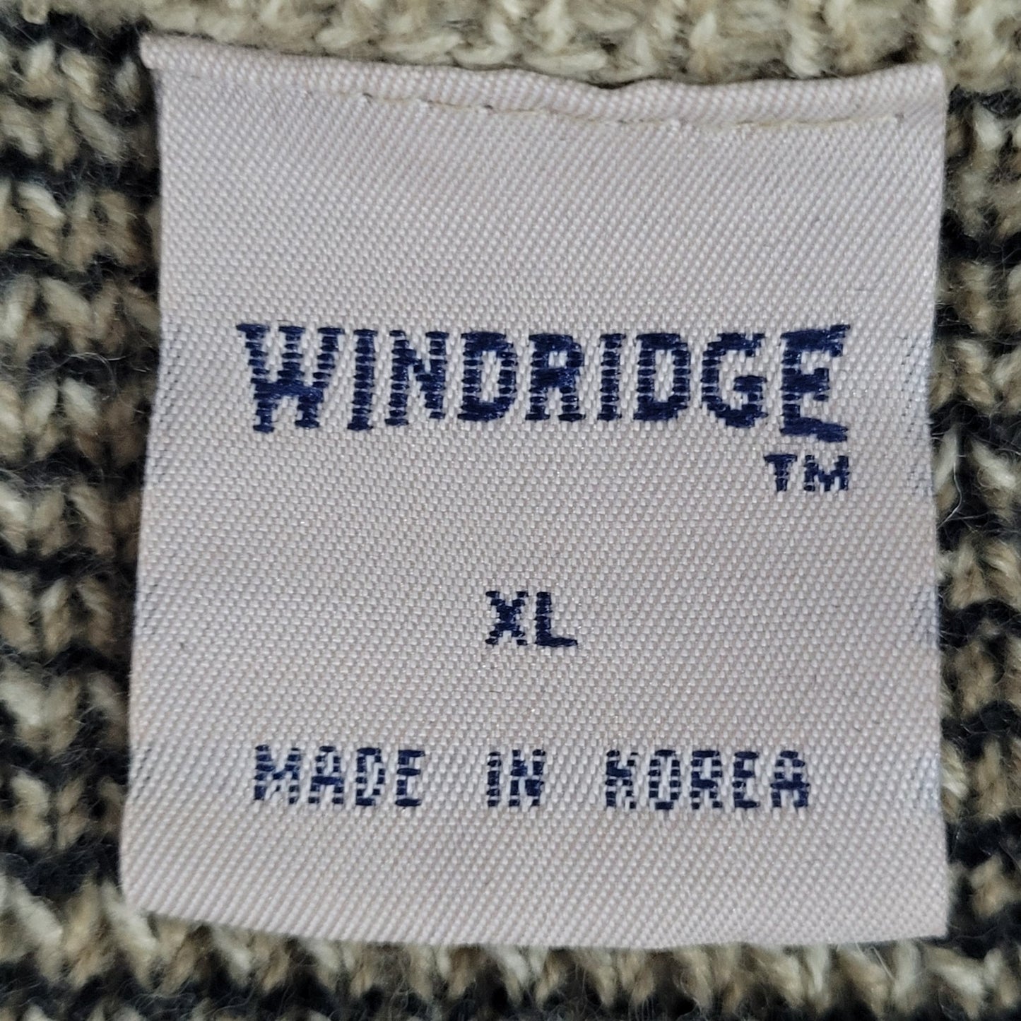 VTG Windridge Tan Multicolor Knit Check Crew Neck Pullover Sweater Korea XL
