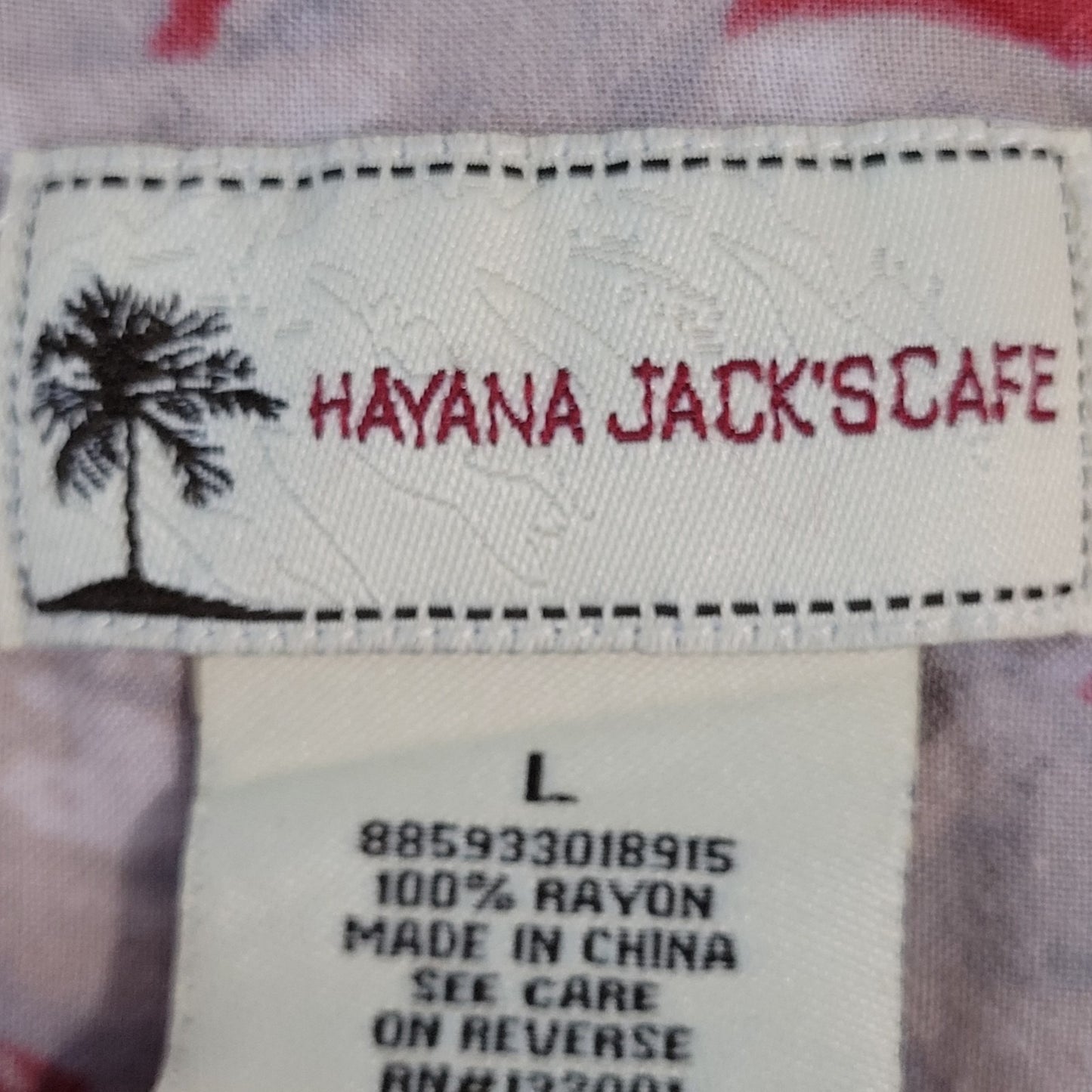 Hayana Jack's Cafe Muted Red Hawaiian Button Up Short Sleeve Shirt Size Large L