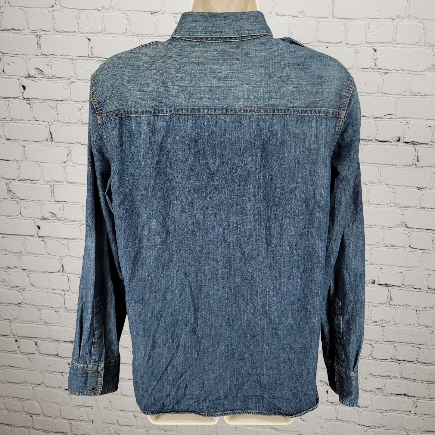 Lauren Jeans Co Ralph Lauren Blue Chambray Long Sleeve Shirt Size Medium M