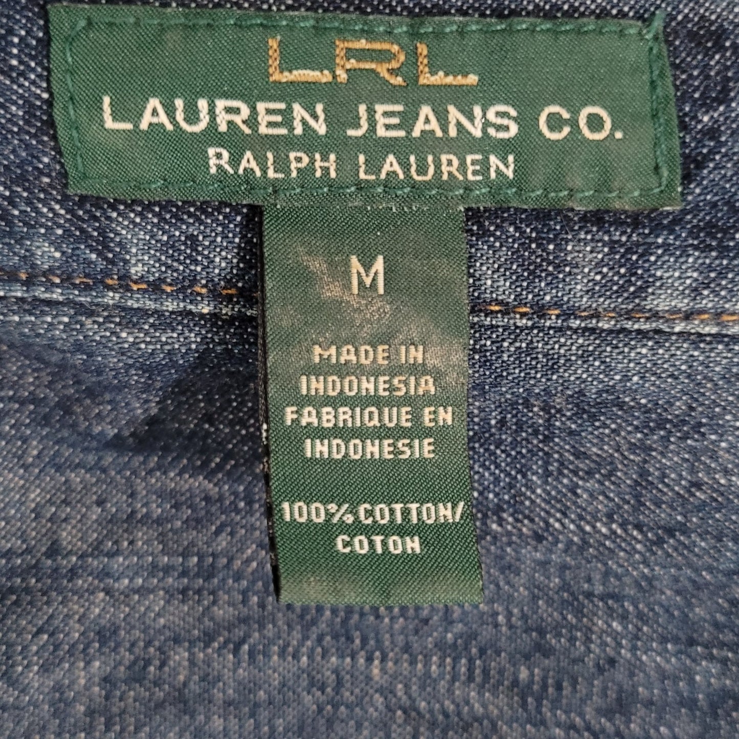 Lauren Jeans Co Ralph Lauren Blue Chambray Long Sleeve Shirt Size Medium M