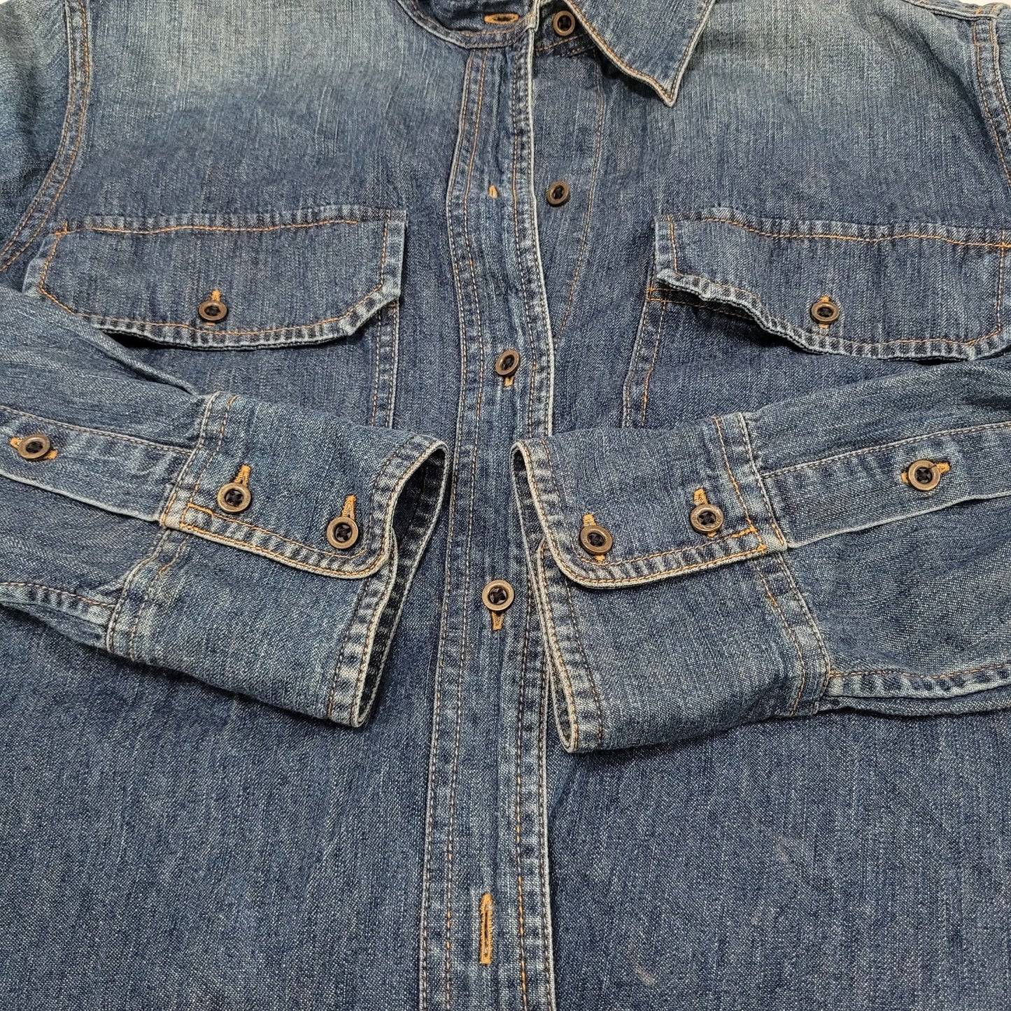 Lauren Jeans Co Ralph Lauren Blue Chambray Long Sleeve Shirt Size Medium M