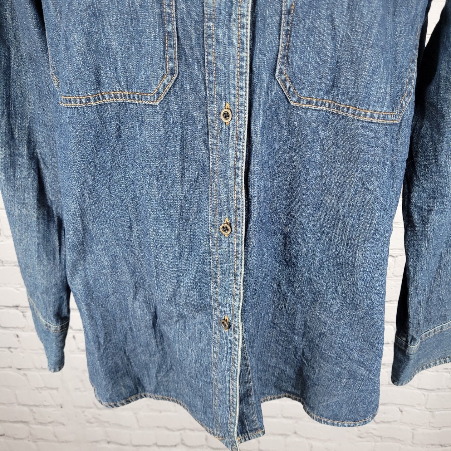 Lauren Jeans Co Ralph Lauren Blue Chambray Long Sleeve Shirt Size Medium M