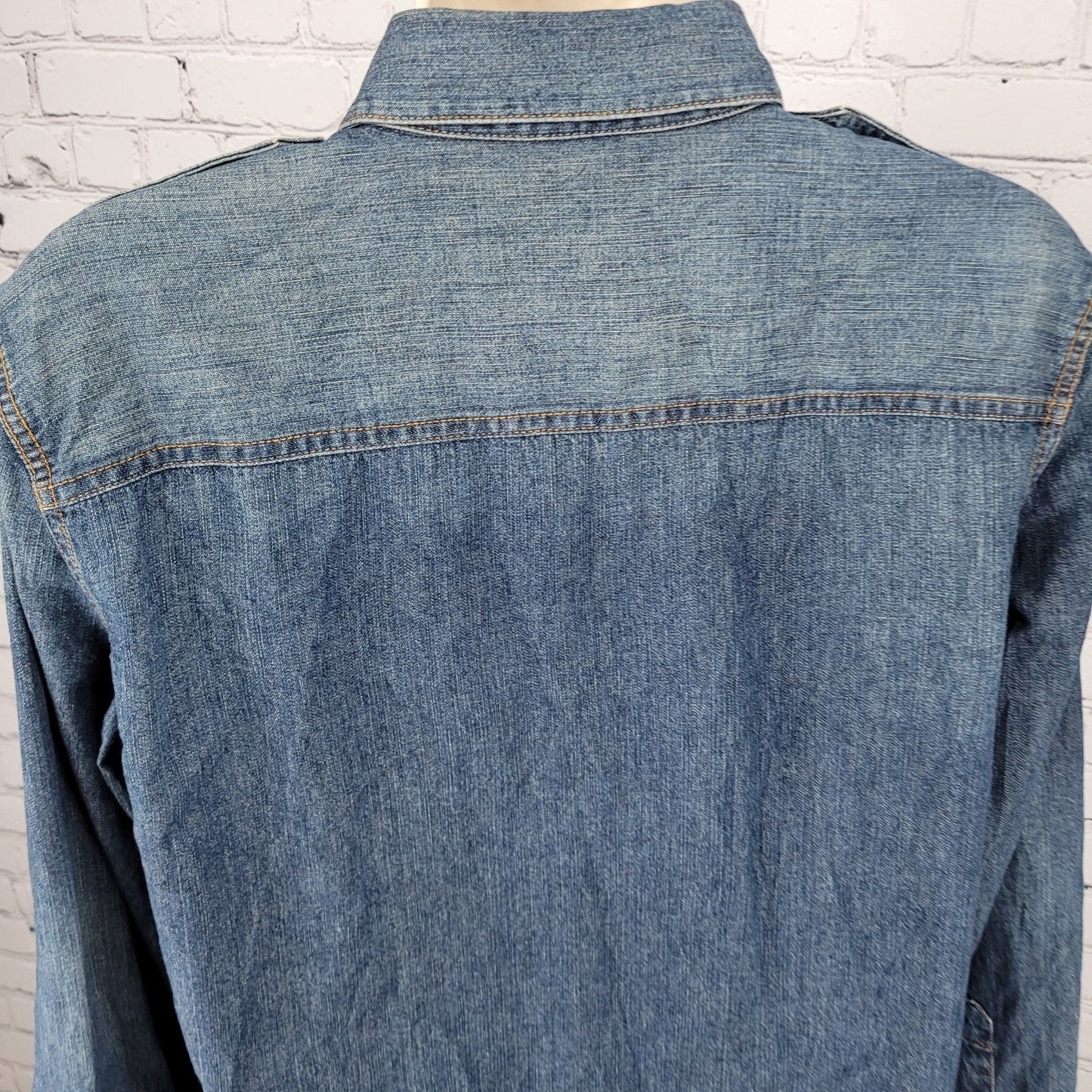 Lauren Jeans Co Ralph Lauren Blue Chambray Long Sleeve Shirt Size Medium M