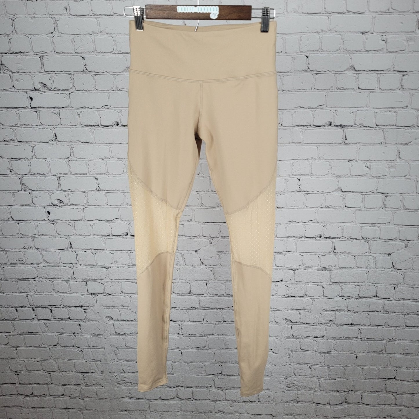 NWT Electric Yoga Stephanie Bohbot Beige Nude Mesh Stirrups Pants Size Small S