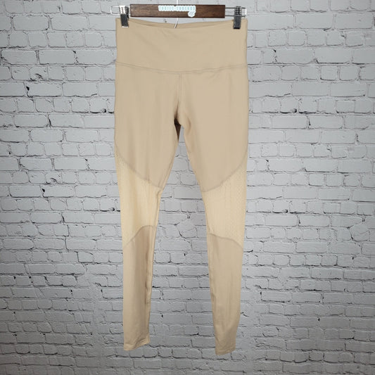 NWT Electric Yoga Stephanie Bohbot Beige Nude Mesh Stirrups Pants Size Small S