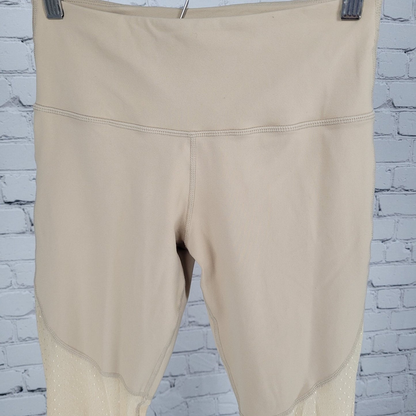 NWT Electric Yoga Stephanie Bohbot Beige Nude Mesh Stirrups Pants Size Small S