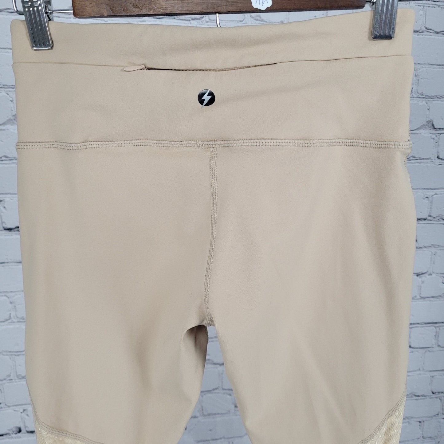 NWT Electric Yoga Stephanie Bohbot Beige Nude Mesh Stirrups Pants Size Small S