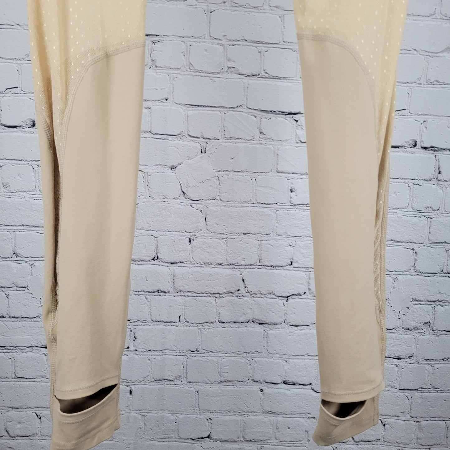 NWT Electric Yoga Stephanie Bohbot Beige Nude Mesh Stirrups Pants Size Small S