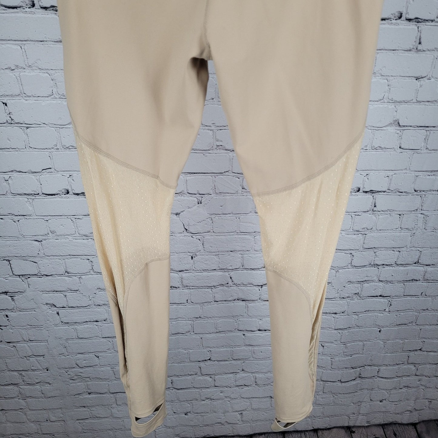 NWT Electric Yoga Stephanie Bohbot Beige Nude Mesh Stirrups Pants Size Small S