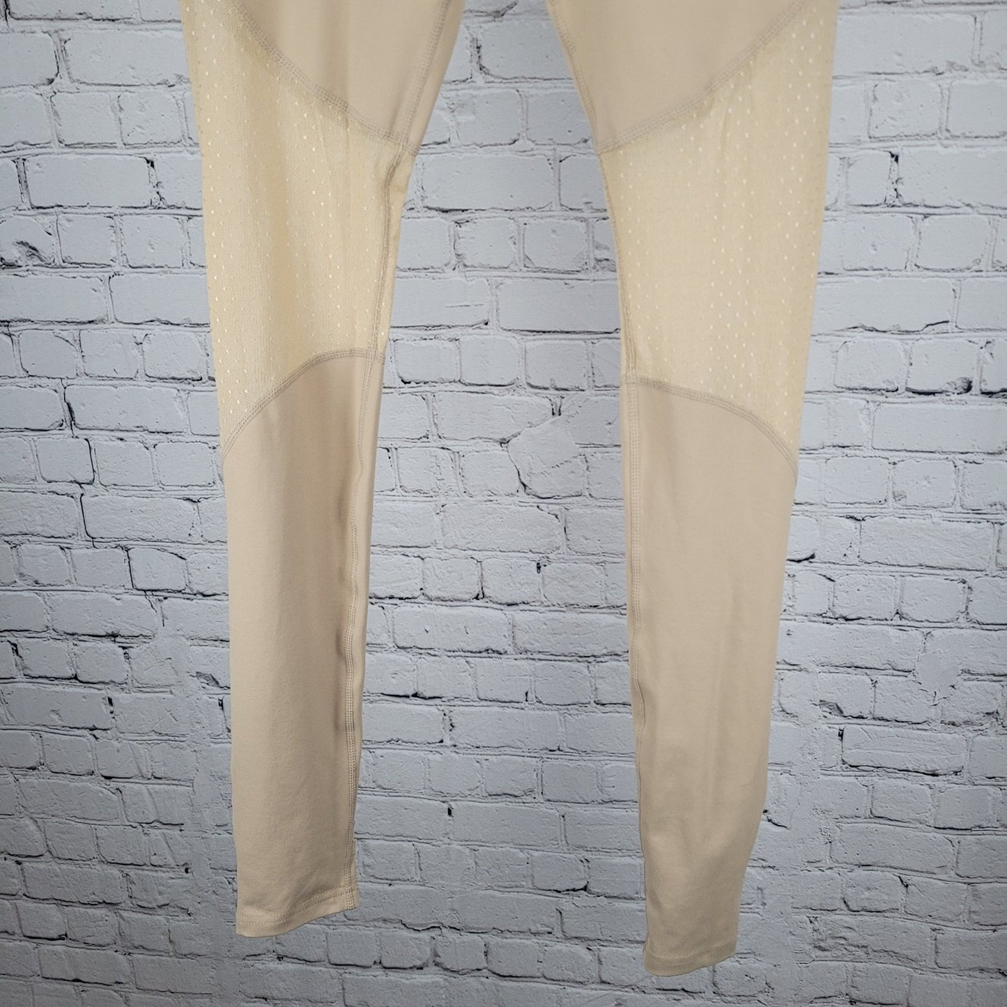 NWT Electric Yoga Stephanie Bohbot Beige Nude Mesh Stirrups Pants Size Small S