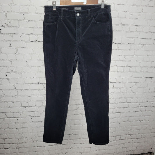 Talbots Black Velveteen Cotton Stretch Straight Leg High Rise Pants 10P (31x29)