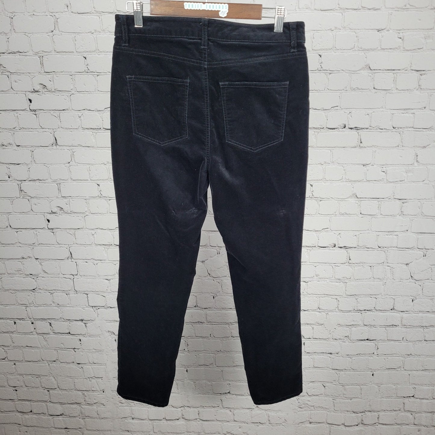 Talbots Black Velveteen Cotton Stretch Straight Leg High Rise Pants 10P (31x29)