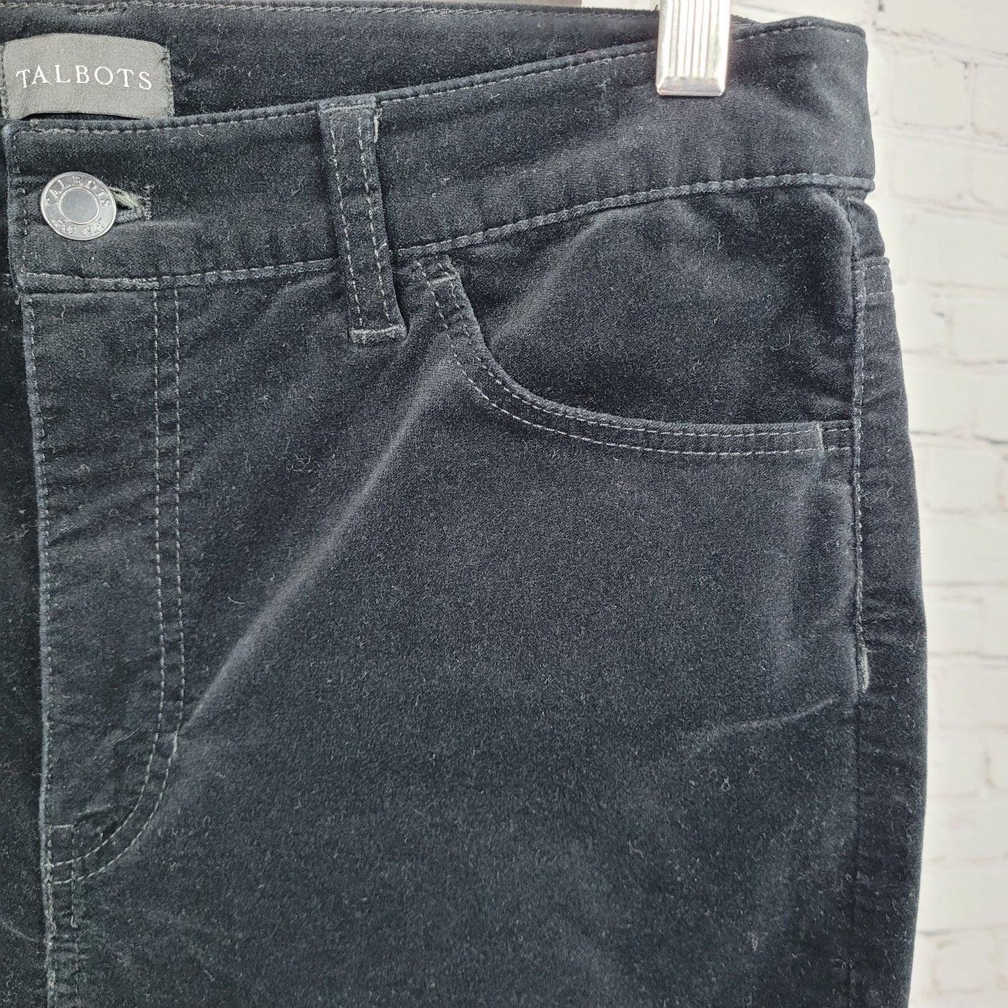 Talbots Black Velveteen Cotton Stretch Straight Leg High Rise Pants 10P (31x29)