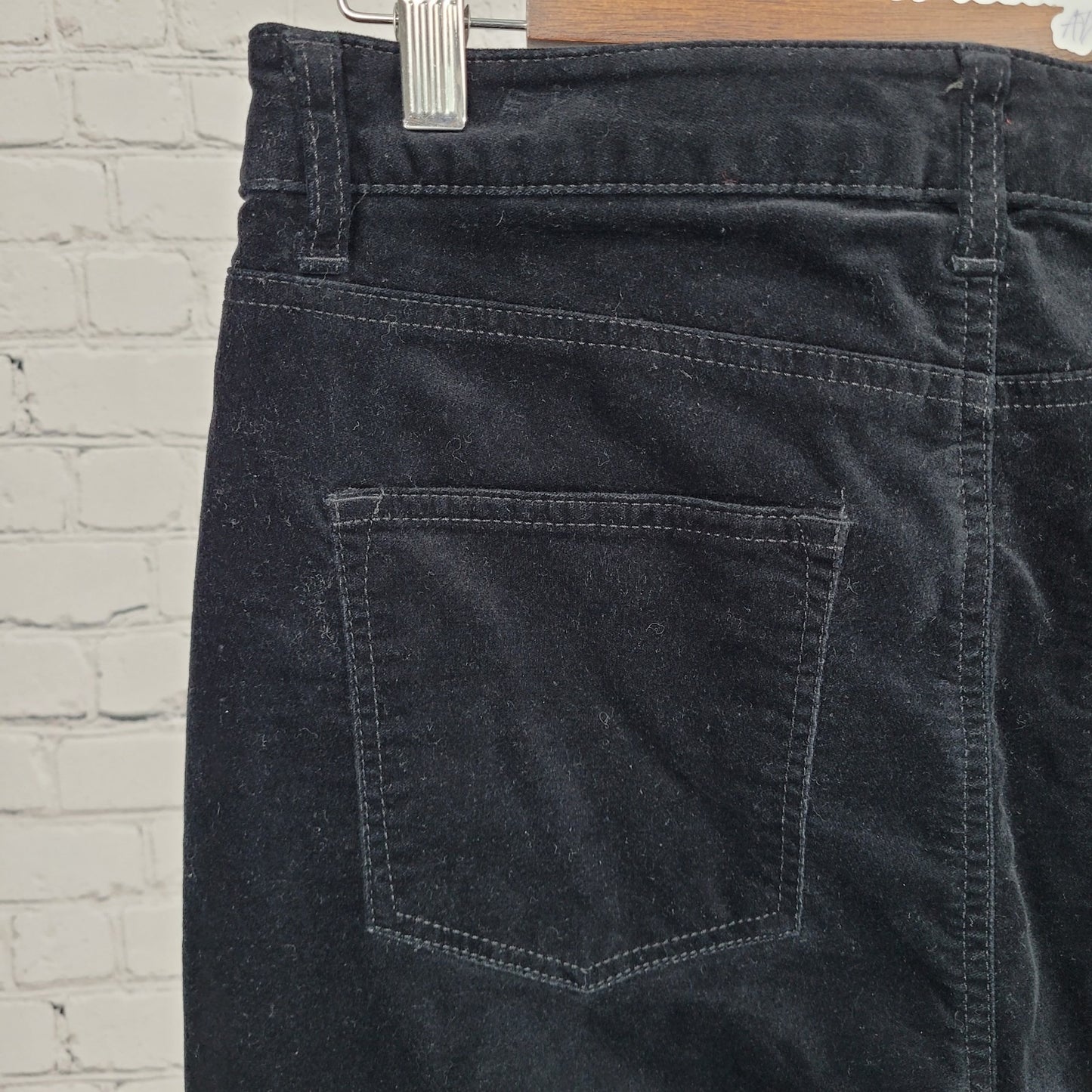 Talbots Black Velveteen Cotton Stretch Straight Leg High Rise Pants 10P (31x29)