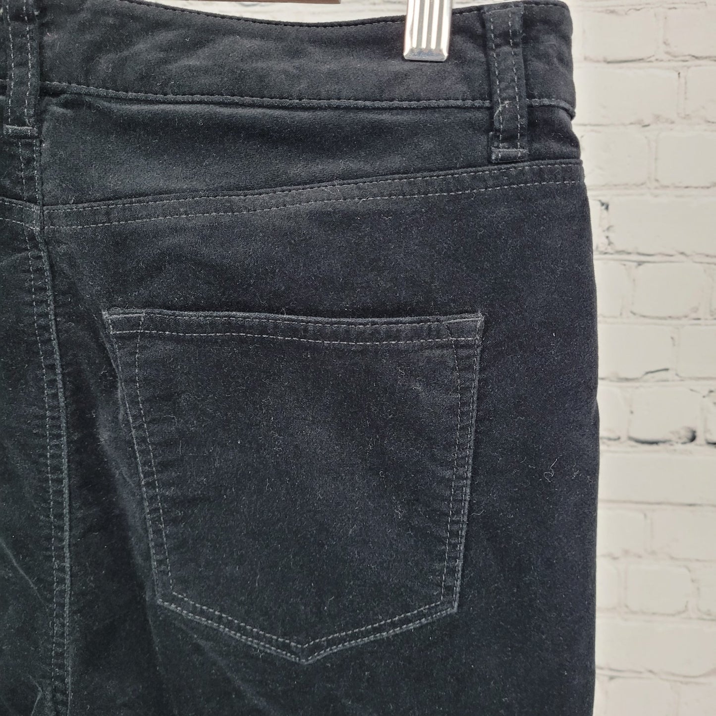 Talbots Black Velveteen Cotton Stretch Straight Leg High Rise Pants 10P (31x29)