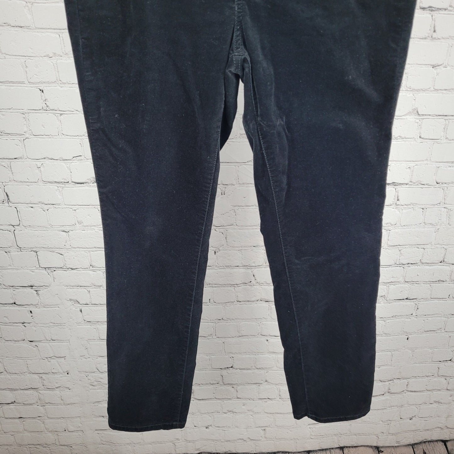 Talbots Black Velveteen Cotton Stretch Straight Leg High Rise Pants 10P (31x29)