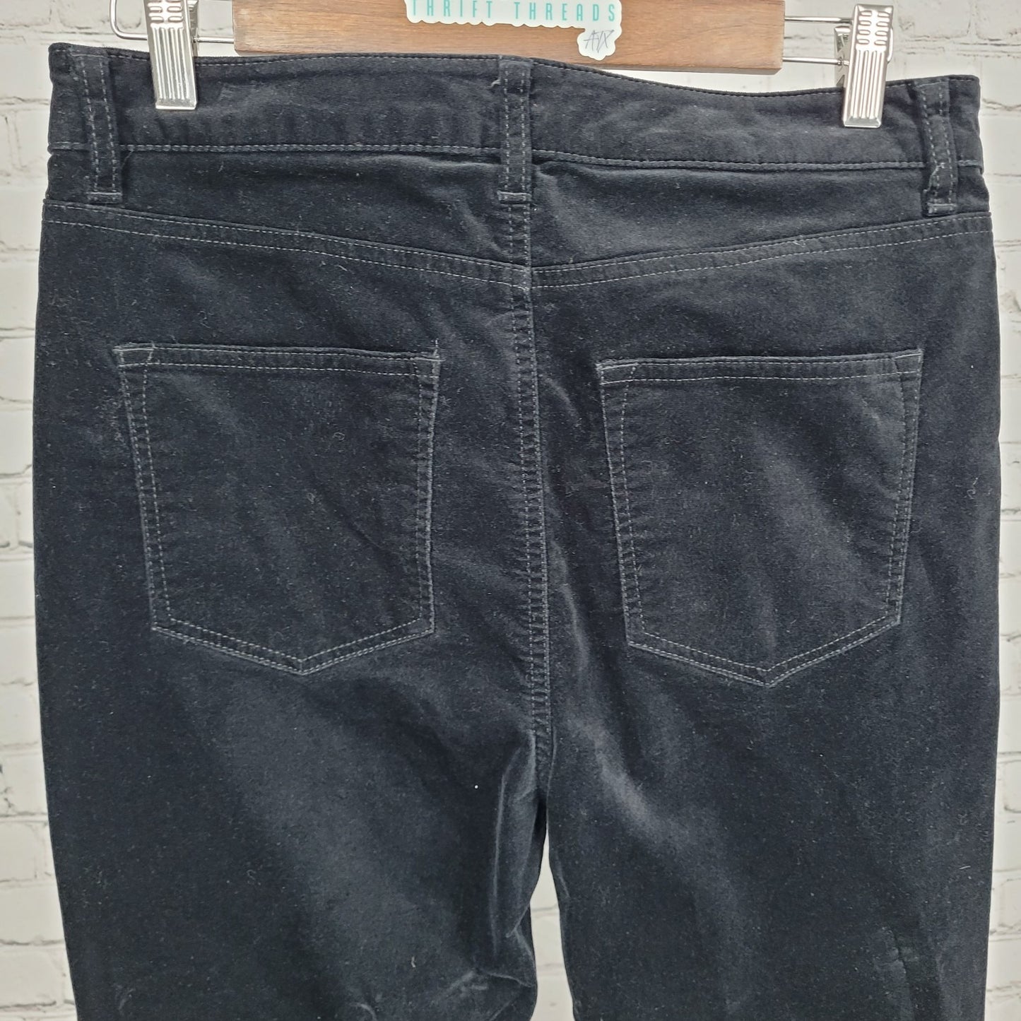 Talbots Black Velveteen Cotton Stretch Straight Leg High Rise Pants 10P (31x29)