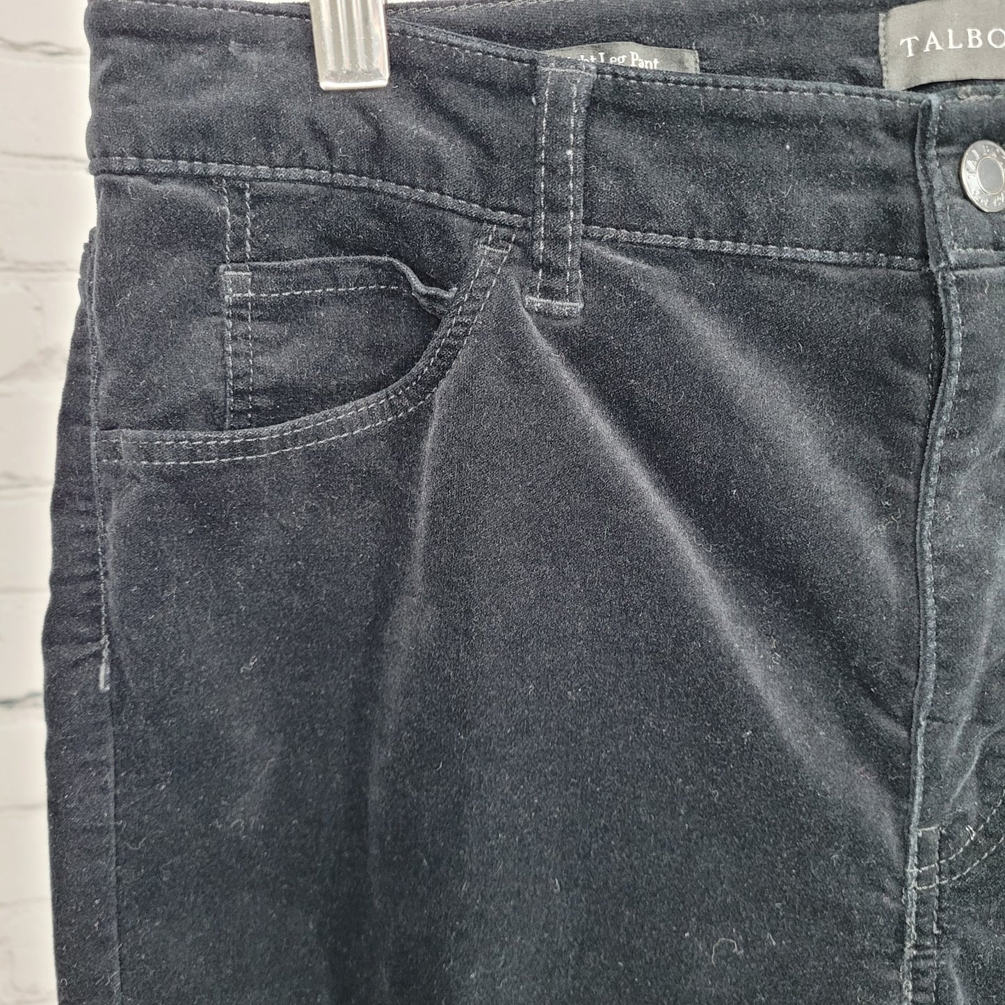 Talbots Black Velveteen Cotton Stretch Straight Leg High Rise Pants 10P (31x29)