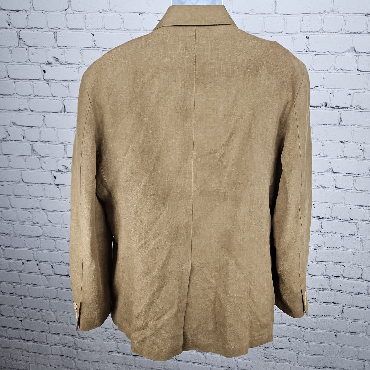 Barry Bricken Weekend Brown 100% Linen 3 Button Vented Blazer Sport Coat 42R