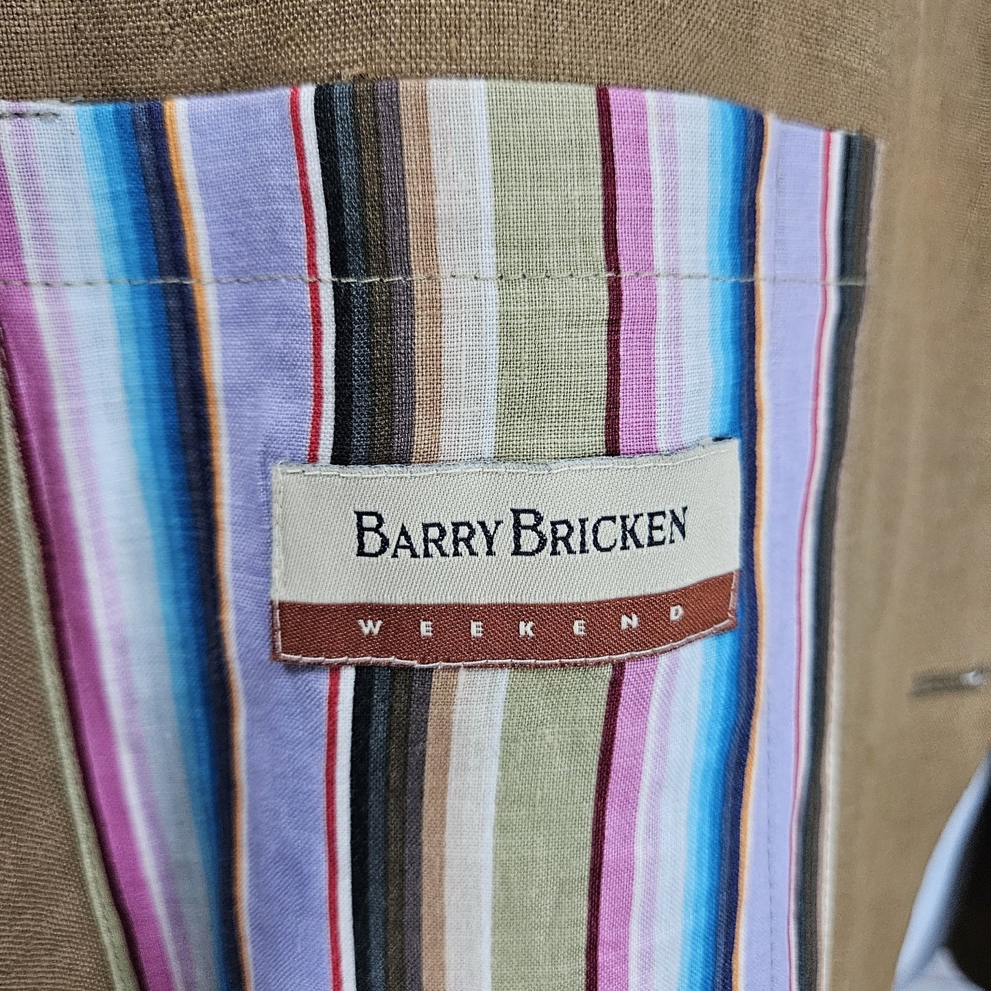 Barry Bricken Weekend Brown 100% Linen 3 Button Vented Blazer Sport Coat 42R