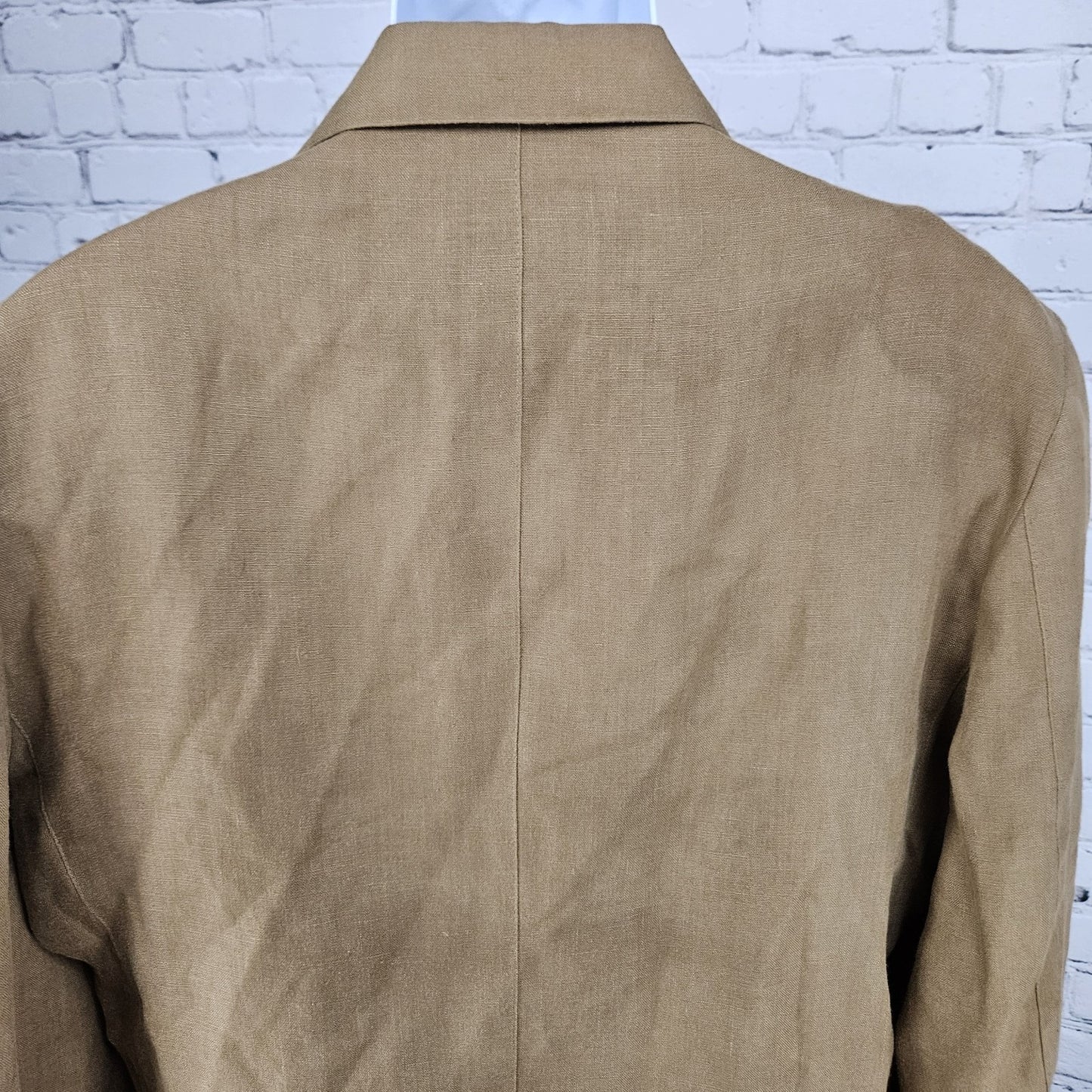 Barry Bricken Weekend Brown 100% Linen 3 Button Vented Blazer Sport Coat 42R