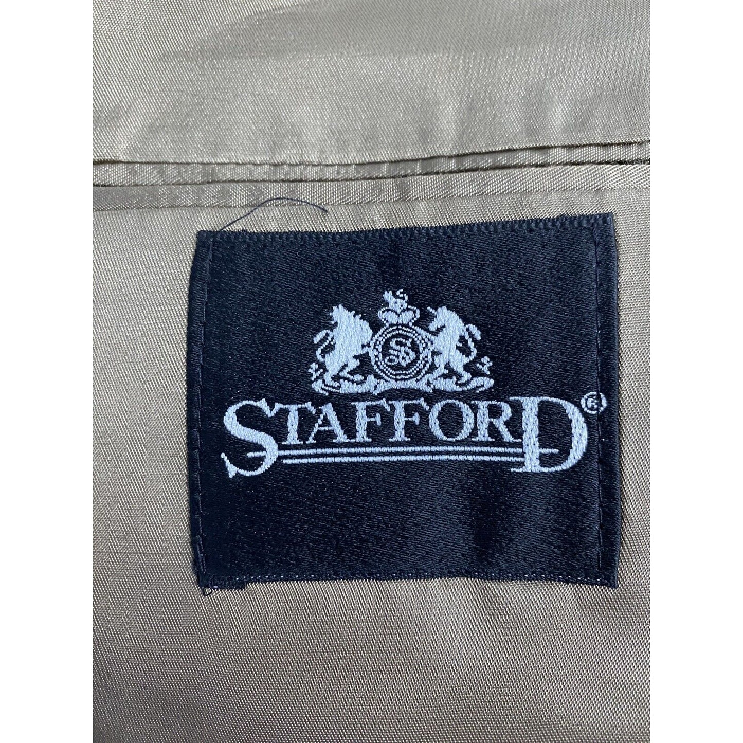 VTG Stafford Gray Two Button Coat Blazer Jacket Windowpane Striped 46R