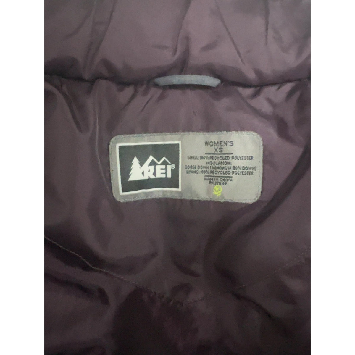 REI Plum Purple Goose Down Puffer Full Zip Quilted Jacket Women's XS