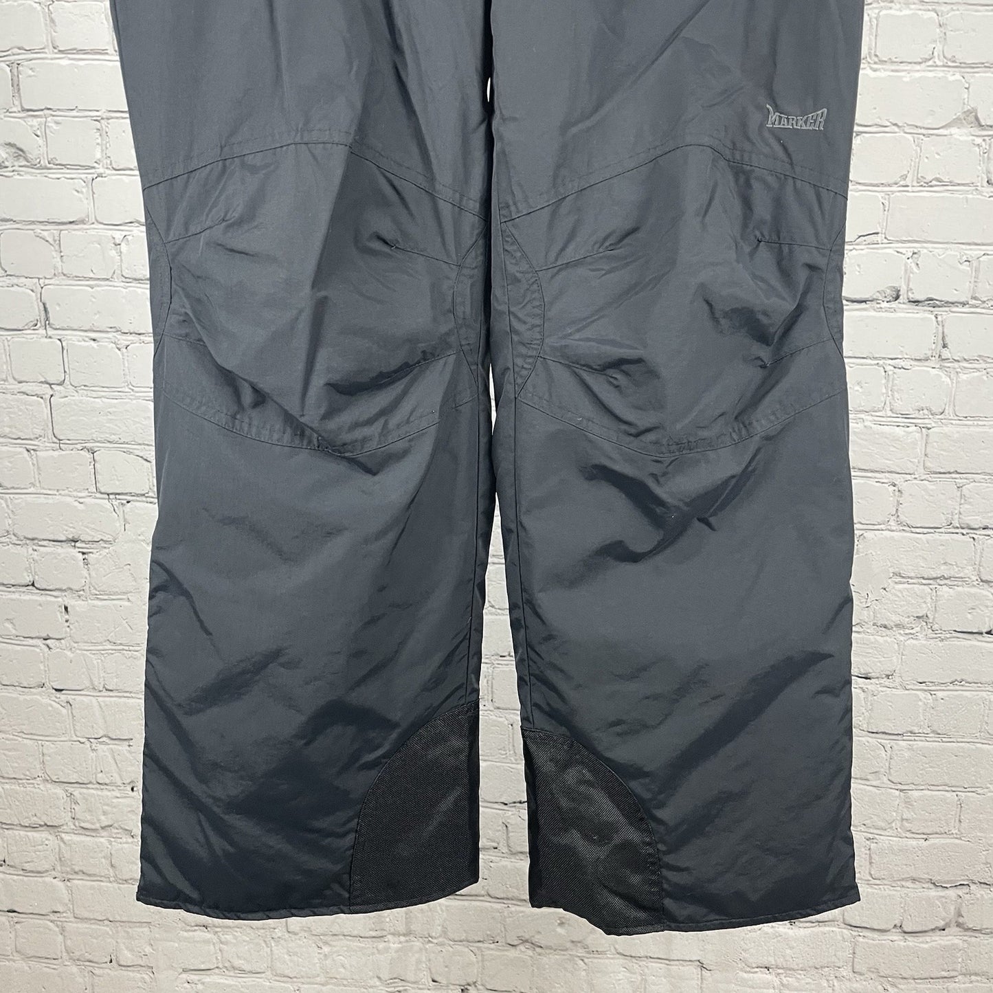 Marker Black Insulated Elastic Waist Zip Pockets Ski Snow Pants Size 12 (31x30)