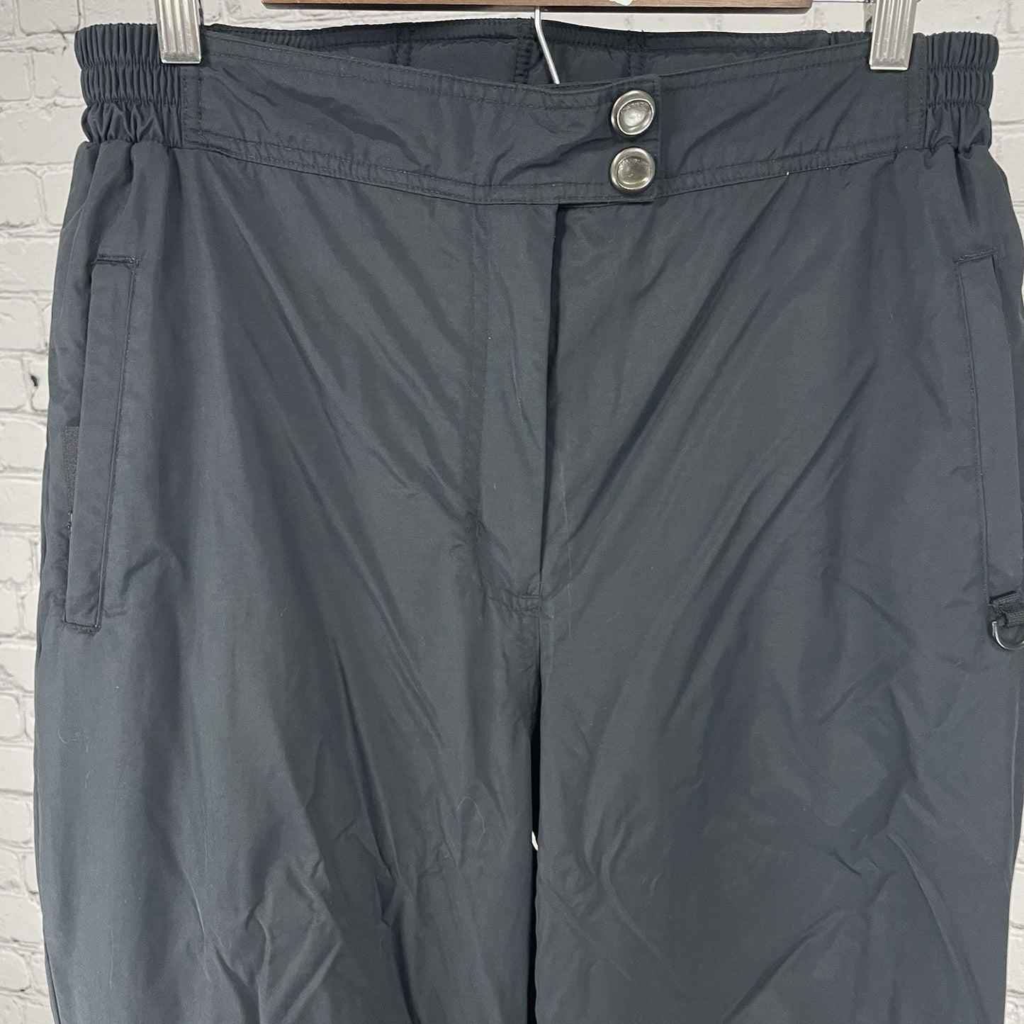 Marker Black Insulated Elastic Waist Zip Pockets Ski Snow Pants Size 12 (31x30)