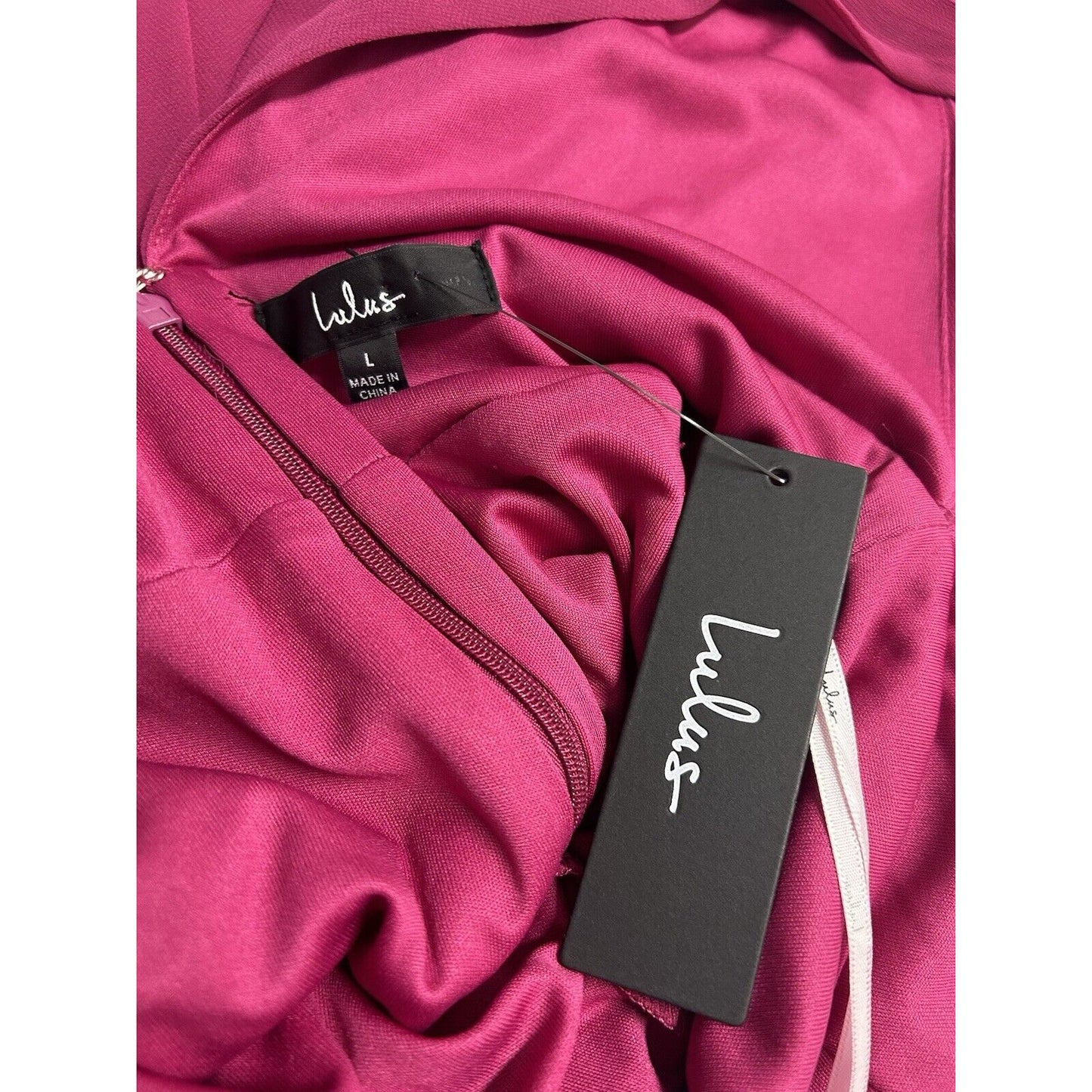 NWT Lulus Magenta Deep V Pleated Sleeveless Long Maxi Dress Gown Women’s L