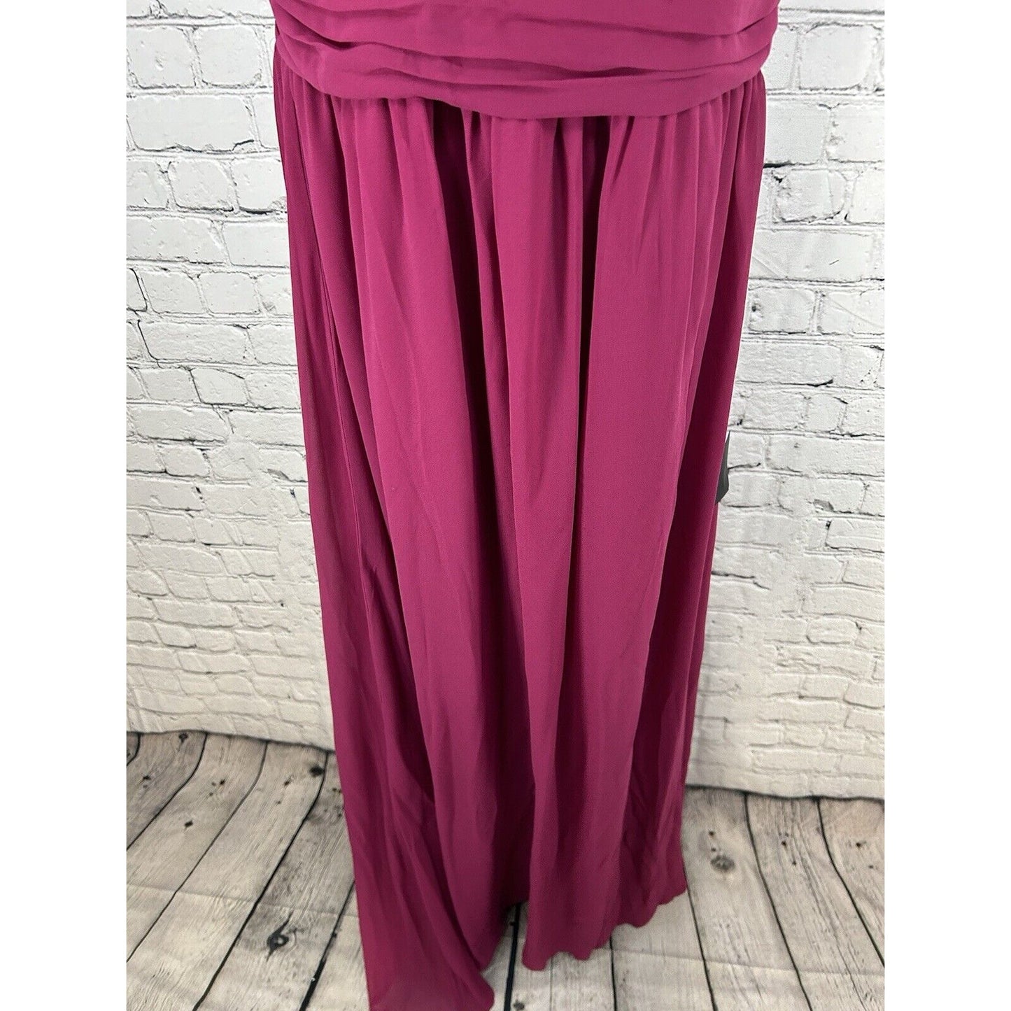 NWT Lulus Magenta Deep V Pleated Sleeveless Long Maxi Dress Gown Women’s L