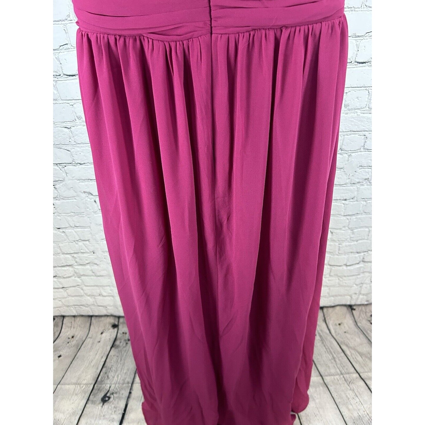 NWT Lulus Magenta Deep V Pleated Sleeveless Long Maxi Dress Gown Women’s L