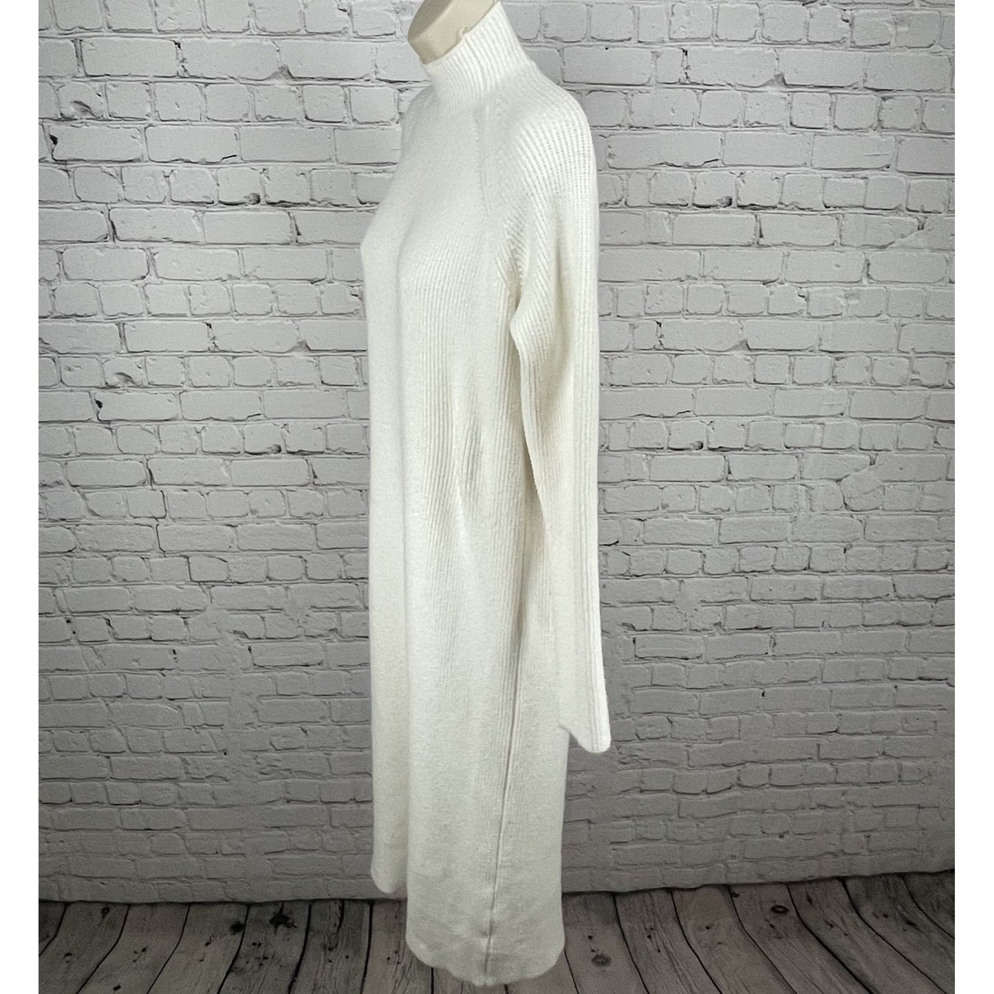 Zara Ivory White Heavy Knit High Neck Long Sleeve Sweater Dress Size Small S